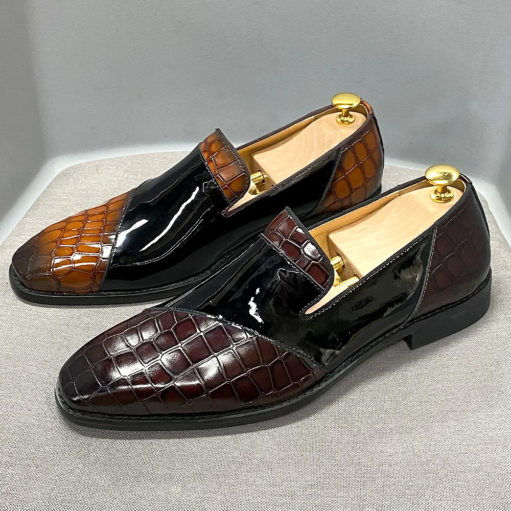 

Luxury Men's Loafer Shoe Smooth Full Grain Genuine Leather Slip-On Wedding Formal Party Dress Shoes for Men Size 6 to 13