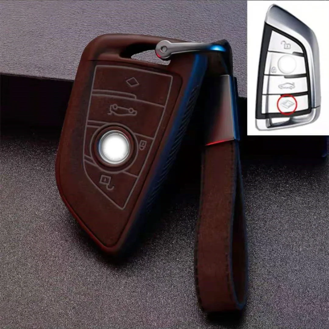 

Кожаный чехол для автомобильного ключа из алькантары, материал для BMW X3 X5 X6 F30 F34 E60 E90 F10 E34 E36 F20 G30 F15 F16 1 3 5 7 Series