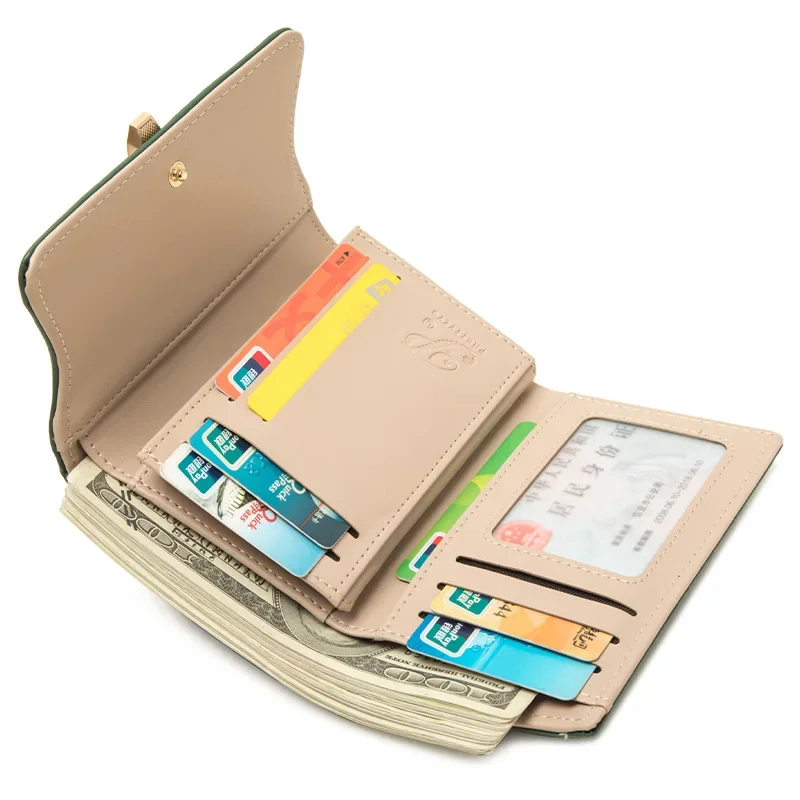 Женский кошелек среднего размера тройного сложения с держателем для карт и