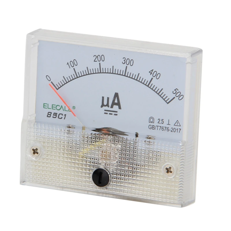 

ELECALL 85C1-A DC 0 - 500UA Pointer DC Ammeter Analog Current Panel Ampere Meter for Pressure Regulator Distribution Boxes, Etc