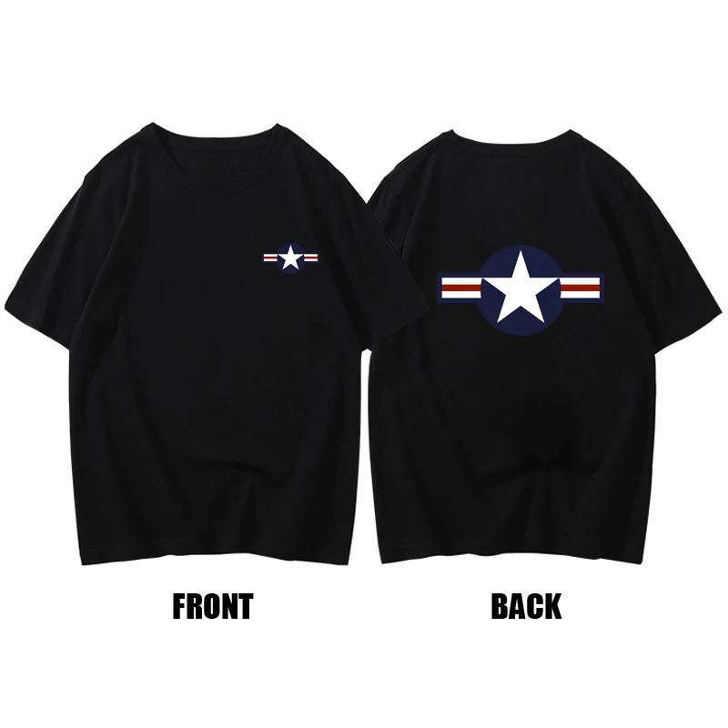 

United States Air Force T-shirt Military Theme Reversible Tee Tops Roupas Masculinas Men Clothing O-neck Loose Style Koszulki