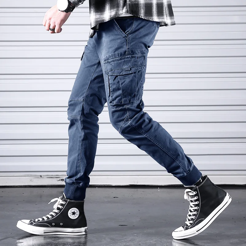 

Men Winter Fall Fashion Solid Color Casual Pocket Jeans Male Pencil PantsJogger Pant Autumn Streetwear Vintage Denim Pants Jeans