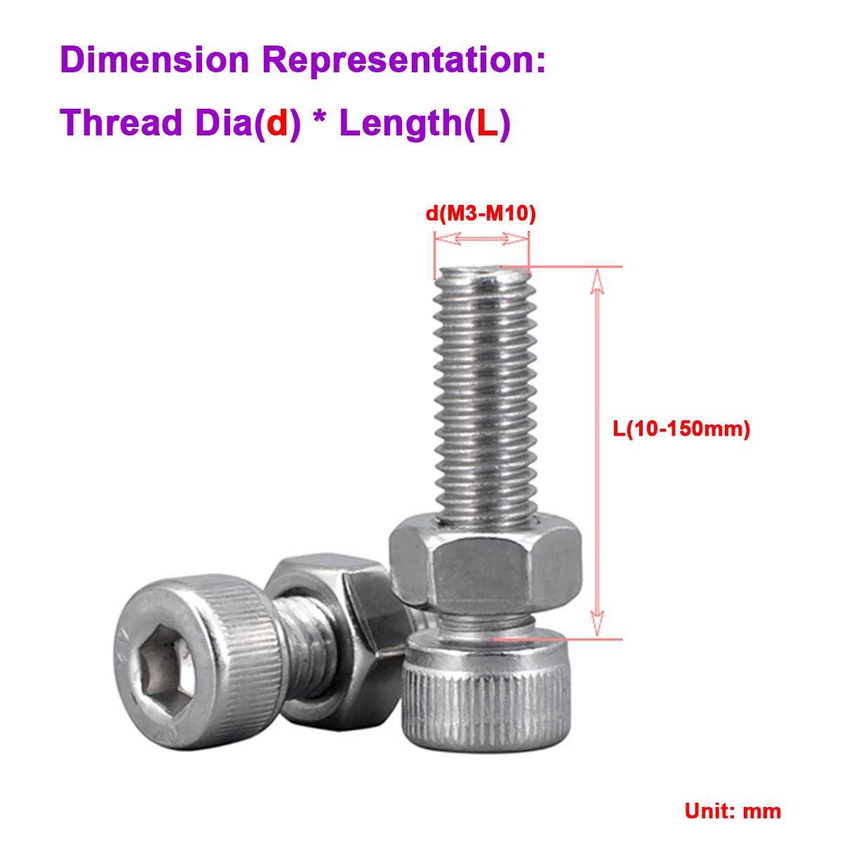

304 Stainless Steel Cylindrical Head Hexagonal Screw And Nut Combination M3M4M5