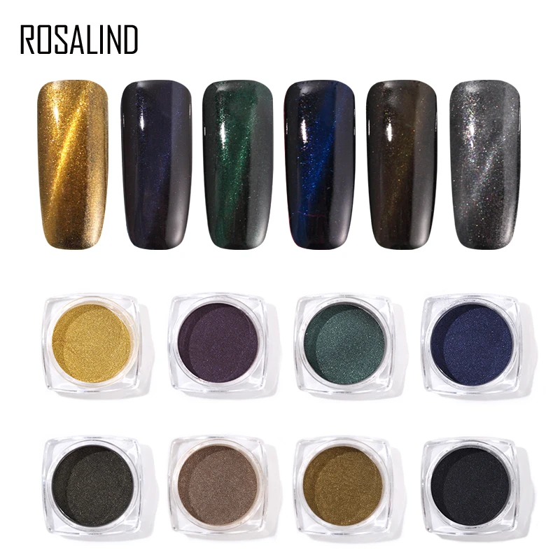 Распродажа скидка ROSALIND 3D эффект кошачий глаз гвоздь блеск хромированная пудра