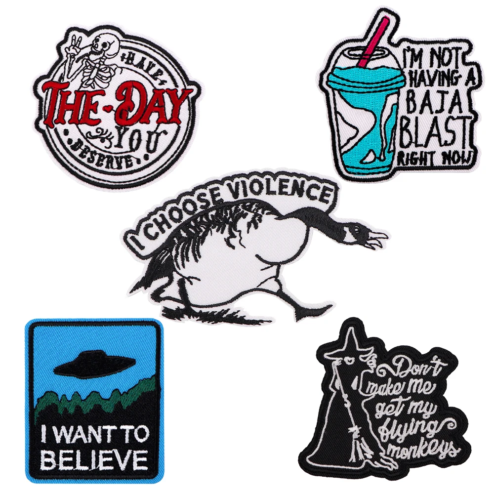 Мультяшные гусиные вышитые патчи для утюга на искусственных элементах