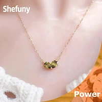 shefuny 925 sterling silver heart emerald pendant chain green zirconia love bud necklace for women fine wedding jewelry gift