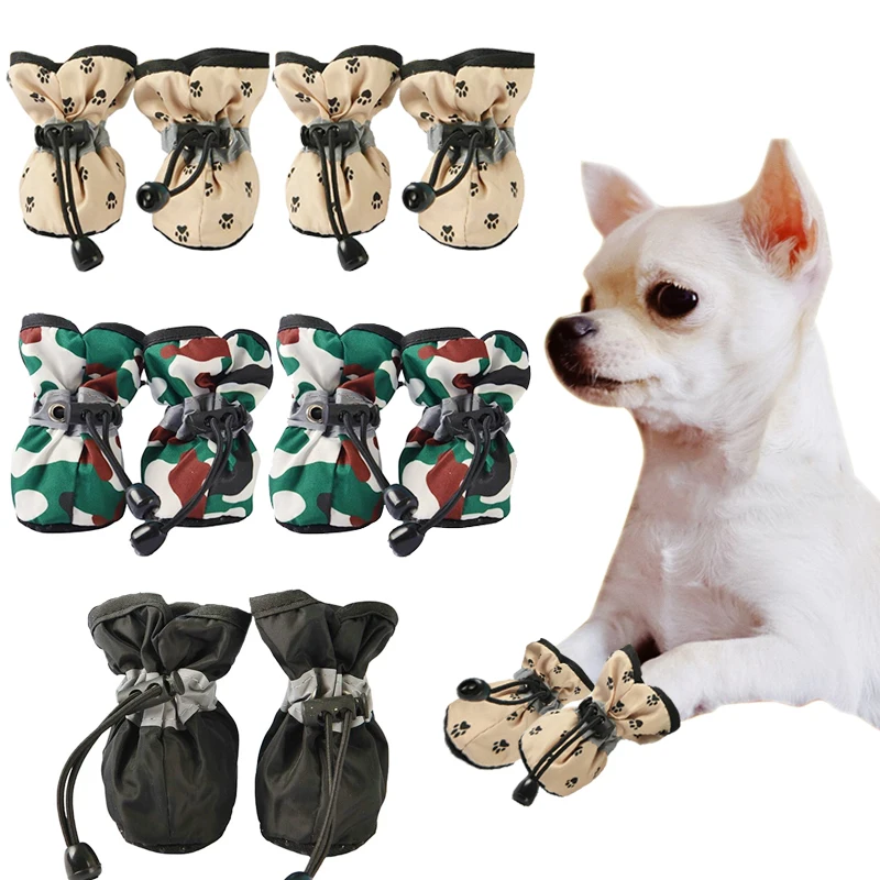 

4pcs Pet Dog Shoes For Small Medium Large Dogs Cats Anti-slip Soft Paw Boots Chihuahua Socks Dachshund Puppy Outdoor Sneakers