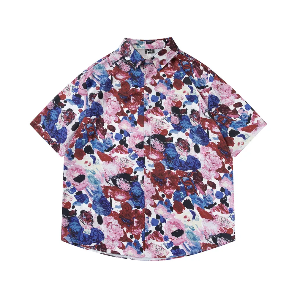 

OSCN7 Casual Printed Short Sleeve Shirt Men Street 2022 Hawaii Beach Oversize Women Fashion Harujuku Shirts for Men D2252