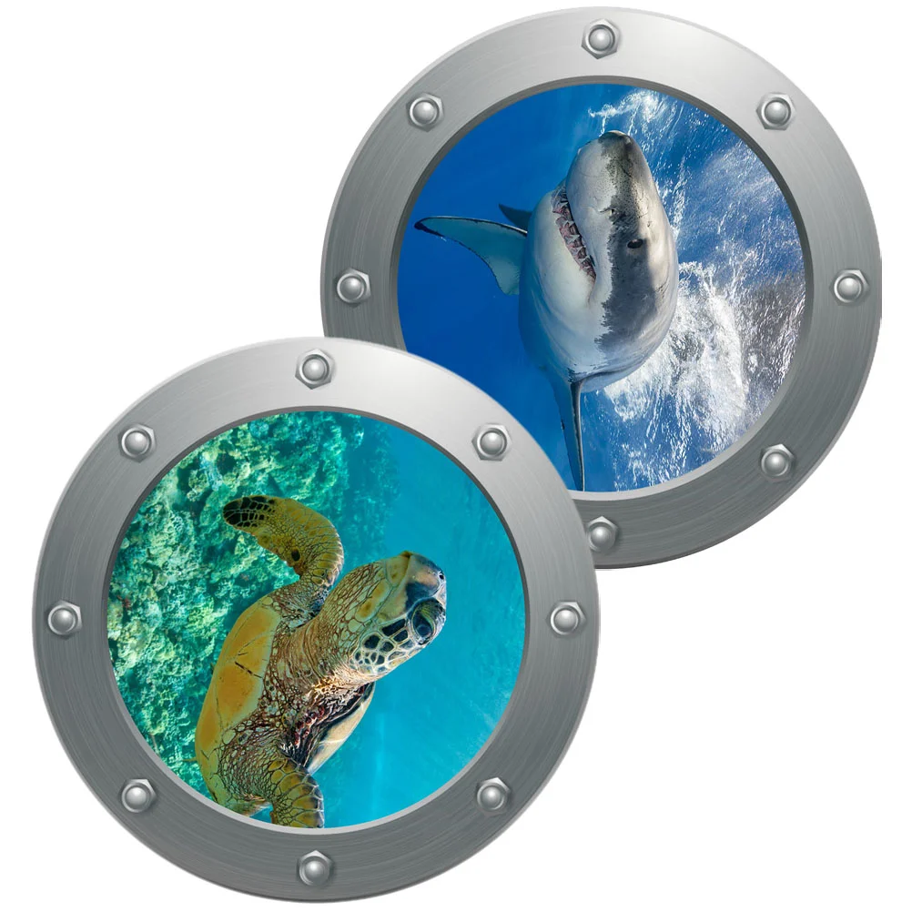 

2 Pcs Boy Ocean Creatures Marine Decorative Decals Cartoon Pvc Sea