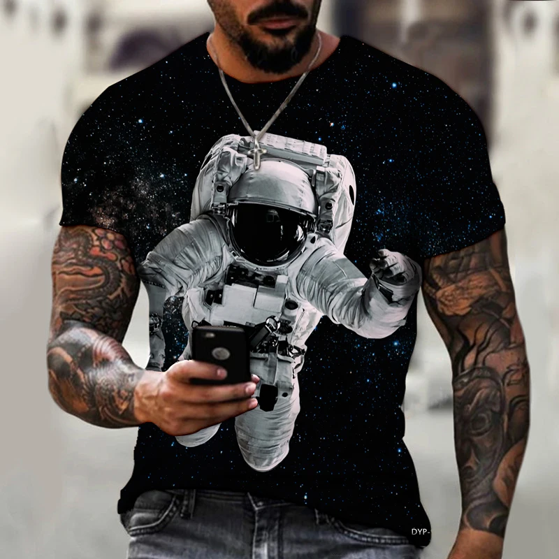 

2022 Brand Men’s Shirt Exclusive Design Space Universe Astronaut 3D Printing Loose Oversized Personality 5XL