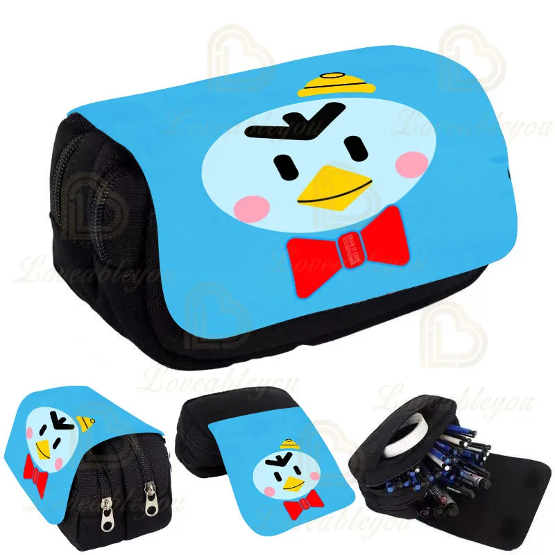 

Kids Pencil Box Shoot Stars Print Pencil Case Game Canvas Stretch Double Layer Large Capacity Cute School Stationery