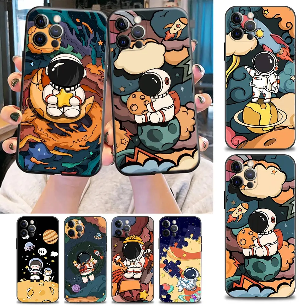 

Funda Coque Phone Case for iPhone Apple 11 12 13 14 Pro 7 8 SE X XR XS Max Mini Plus Case Capa Tidal Current Space Astronaut