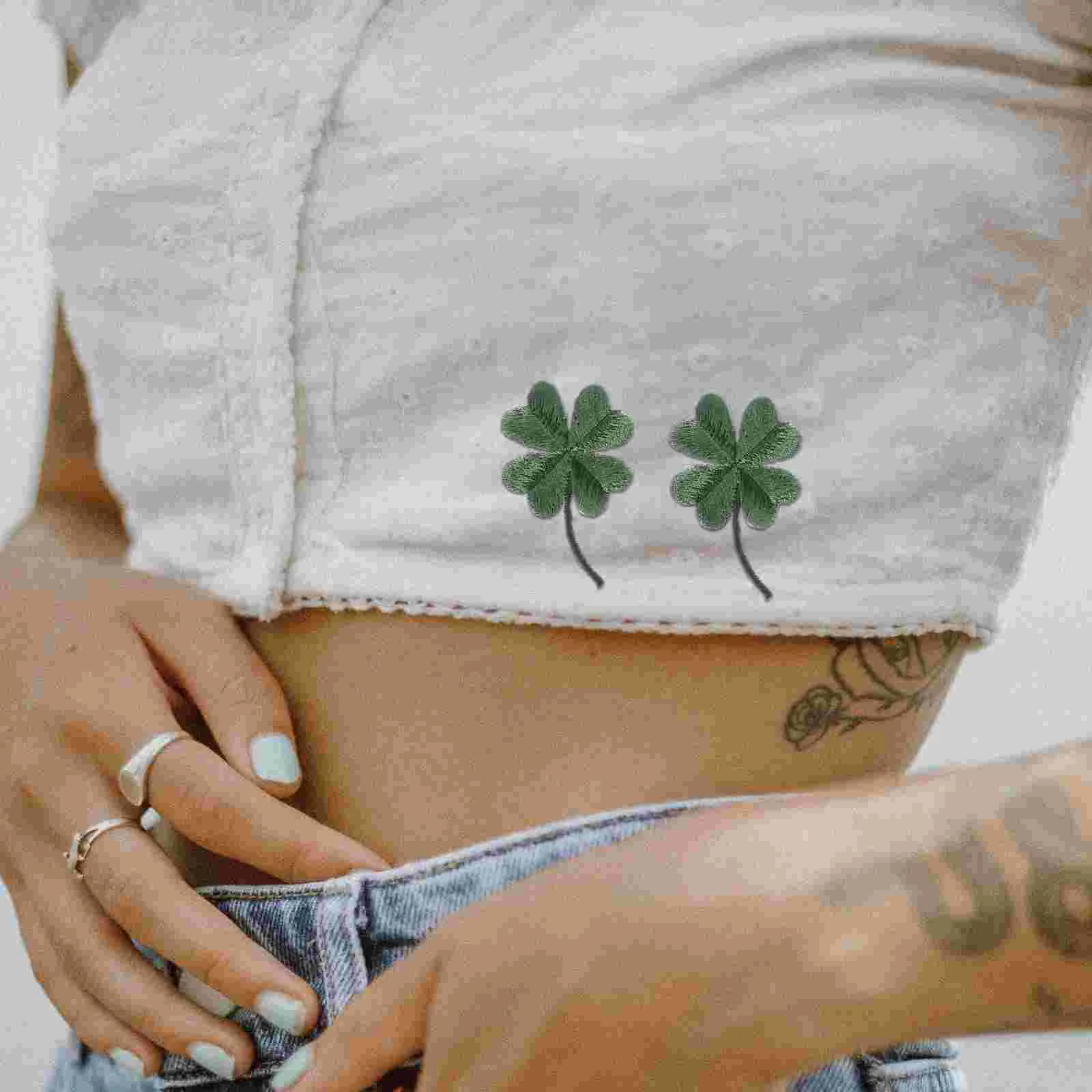 Декор с растениями вышитые нашивки четыре листа пришивные декоративные