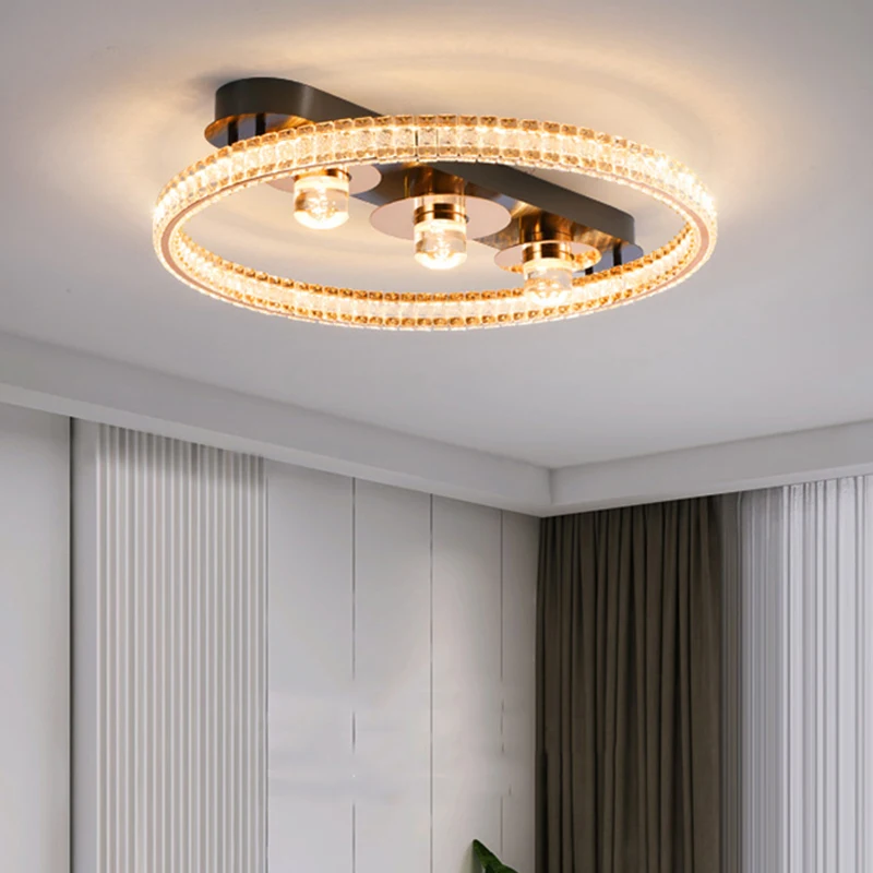 

Потолочный светильник K9 в стиле пост-модерн, светодиодная круглая лампа из акрила и нержавеющей стали для гостиной, дома и спальни