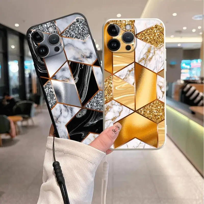 Мраморный чехол для телефона iPhone 15 Plus SE 12 Mini 13 Pro XS Max 8 7 11 14ProMax XR силиконовый