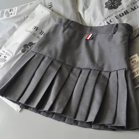 Thin and high waist all-match college style suit material TB pleated skirt A-line skirt skirt skirt short culottes women
