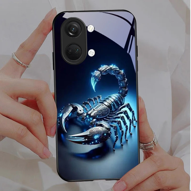 Фото Чехол для телефона Neon Tech Scorpion из черного стекла для OnePlus Nord CE 2T 2 3 Lite N20 N30 6T 7 7T 8 8T 9 10 Pro 11R 12R 13R. №3