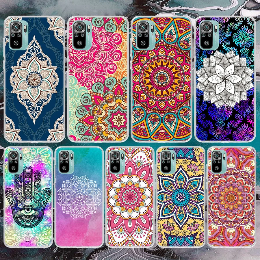 Цветной цветочный мягкий чехол Totem Mandala для Xiaomi Redmi Note 10 10S 11 11S 11T 9 9S 8T 8 12 11E Pro Plus 7 6 5 с