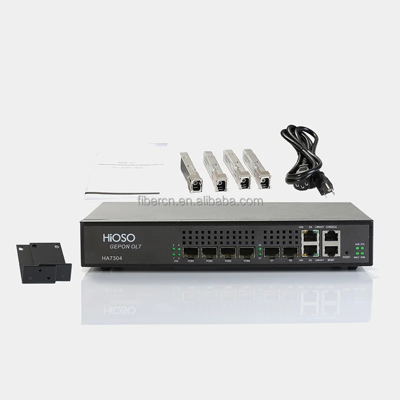 Фото Оптический терминал HiOSO GPON OLT mini с 4 портами PON, модулями HA7304C 2 SFP и 2 SFP+ для оптоволоконного подключения №2