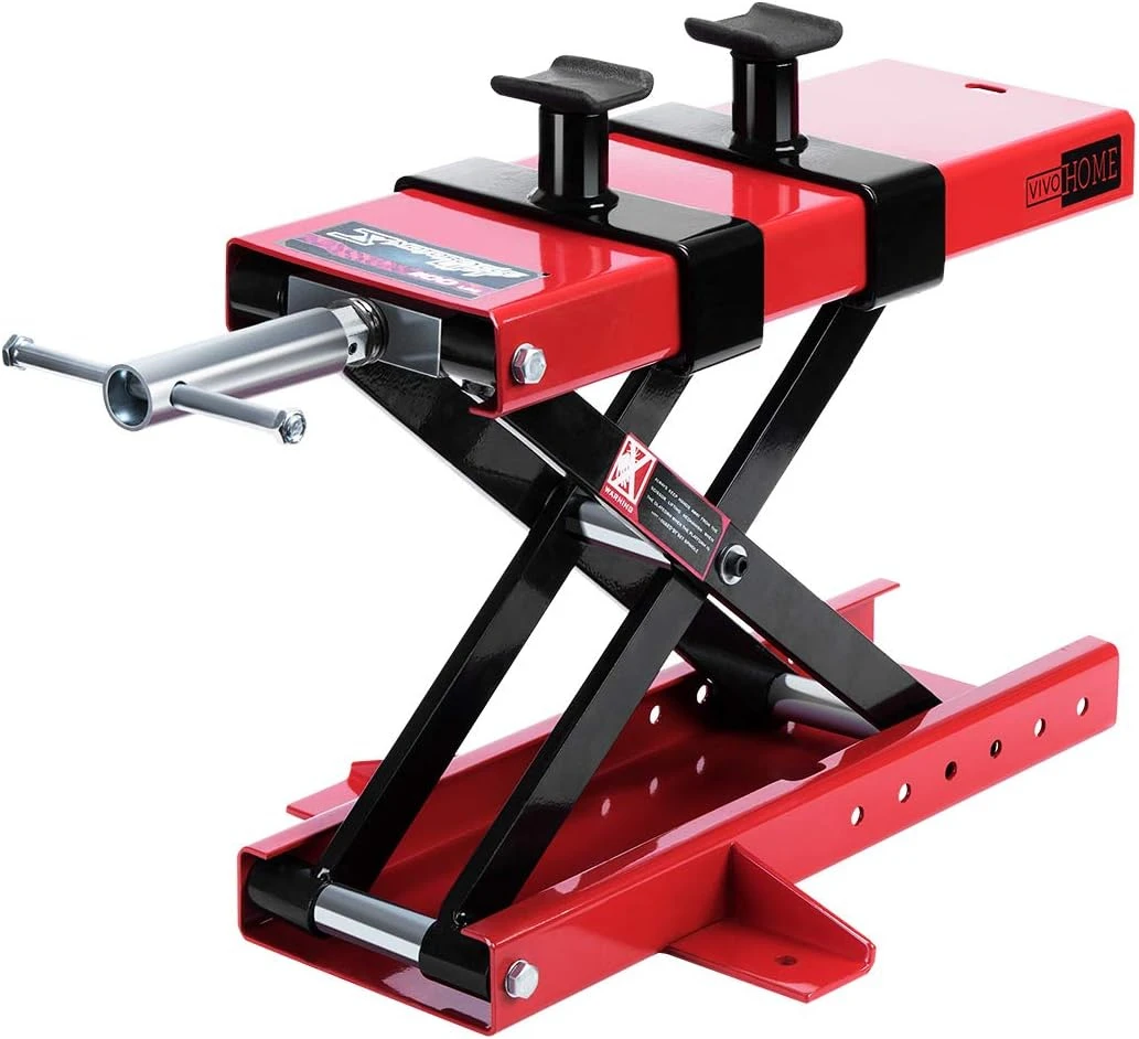 

Motorcycle ATV Scissor Jack Crank Hoist Stand with Saddle and Safety Pins 1100 lbs