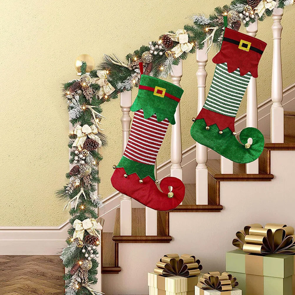 

2pcs Christmas Stocking Pendants Elf Christmas Stocking Lanyard Gift Socks