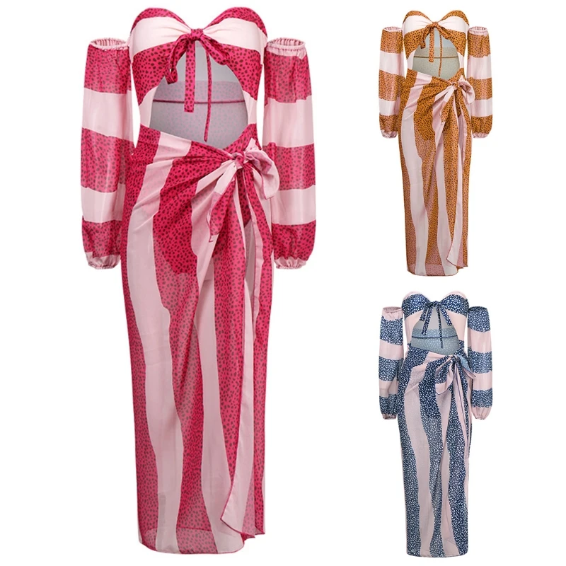 

Летнее женское бикини с длинным рукавом, сексуальное пляжное бикини с принтом, цельный женский купальник