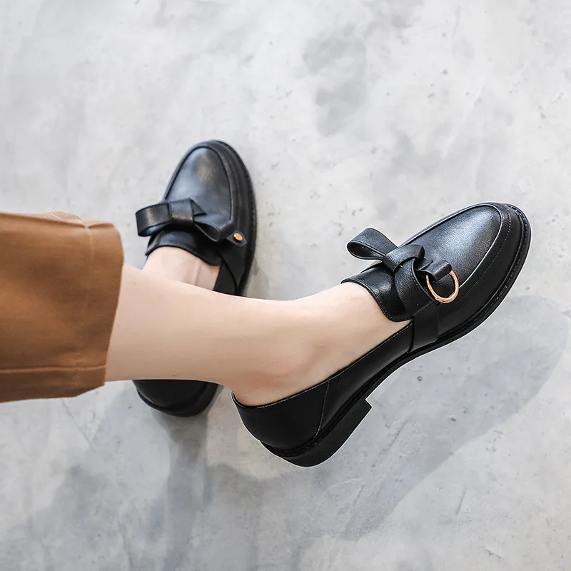 

Women Genuine Leather Flats Spring Autumn Round Toe Lace Loafers Slip on Shoes Comfortable Ladies Casual Shoes 2022 New