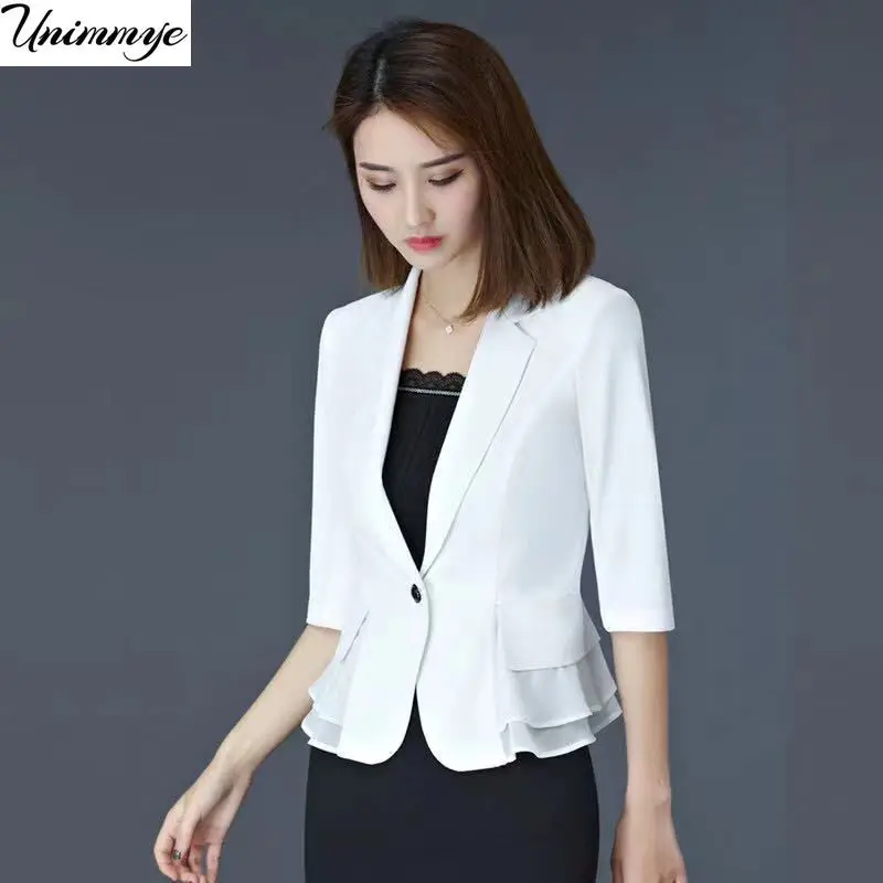 

Hot Sale Women Patchwork Design Suit Coat Office Lady Black White Jacket Fashion Streetwear Casual Slim Outerwear Tops J251