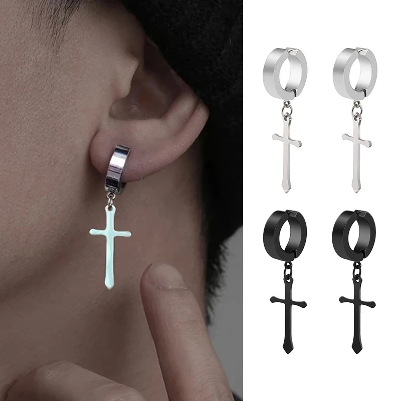 1/2/4 пары титановой стали без пирсинга искусственные серьги с крестом круглые