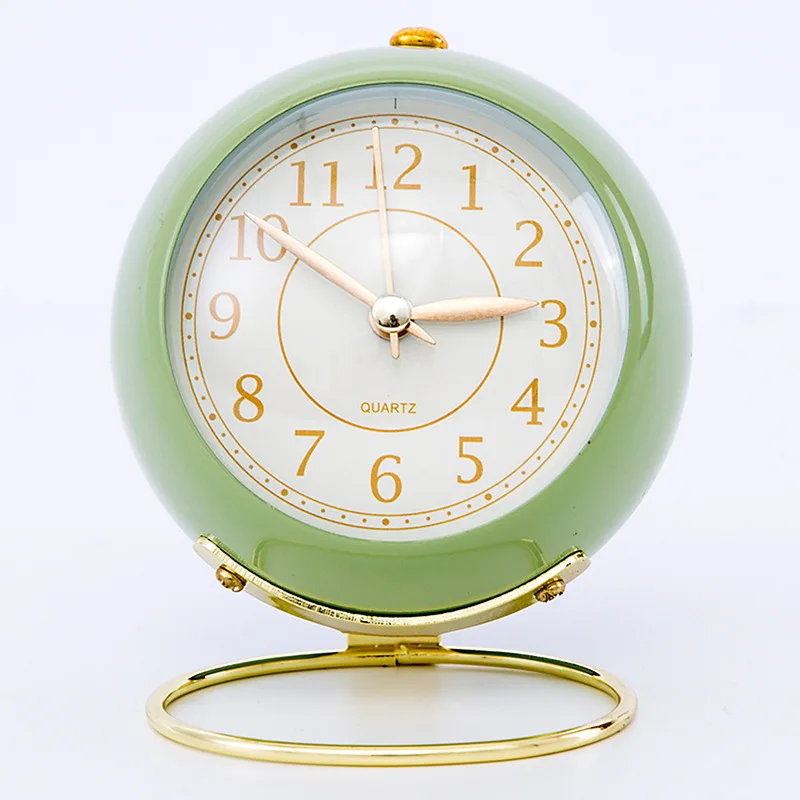 

European Style Metal Alarm Clock Children's Mute Luminous Quartz Electronic Alarm Clock Student Living Room Bedroom Clock