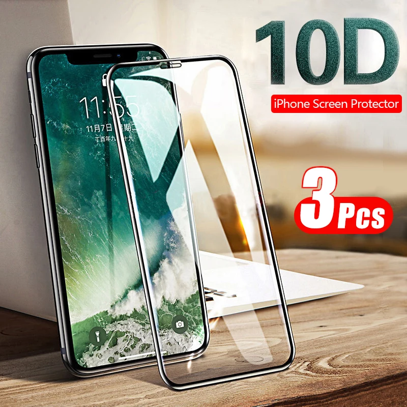 

Yoovos Full Cover Tempered Glass for IPhone 14 13 12 11 Pro Max Mini X XR XS 8 7 6s 6 Plus SE 2020 Screen Protectors Black Film