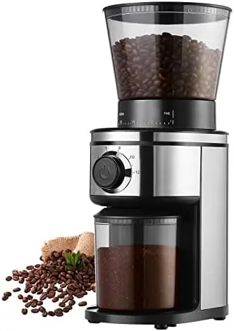 

Bean Burr Mill Grinder, Coffee Bean Burr Grinder , Automatic Conical Burr Coffee Grinder With 30 Adjustable Grind Settings For 2