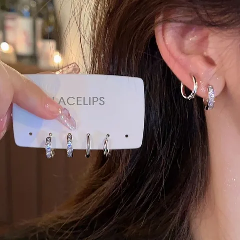 Серьги-кольца GUOLE серебристого цвета  из нержавеющей стали