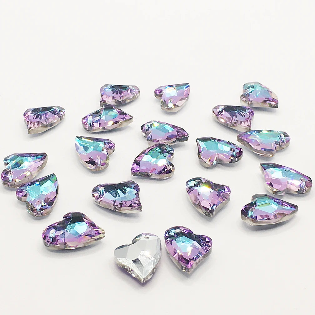 

20Pcs 13x17mm U Heart Charm Pendant Crystal Glass Loose Beads For Women DIY Making Necklace Jewelry Hanging Earing Accessories