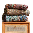 Акриловое вязаное Полосатое одеяло в богемном стиле, мягкое Клетчатое одеяло, декоративное покрывало для дивана, s с быстрой подкладкой, одеяло для кровати