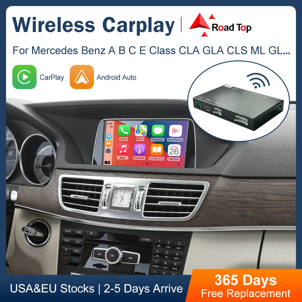 

Wireless Apple CarPlay Android Auto Interface for Mercedes Benz A B C E Class W176 W246 CLA GLA W204 W212 C207 CLS ML GL GLK SLK