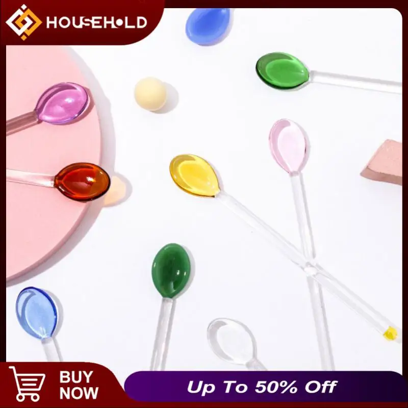 

Heat-resistant Stirrer Rod Transparent Long Handled Coffee Spoon Colored Coffee Dessert Stirring Spoons Kitchen Accessories