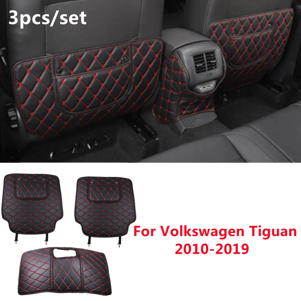 

SJ PU leather Car Rear Seat Anti-Kick Pad Back Seats Cover Armrest Anti-dirty Protection Mat For Volkswagen Tiguan 2010-11-2019