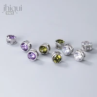 1pc 925 sterling silver zircon round charm beads for diy bracelet making fine jewelry finding