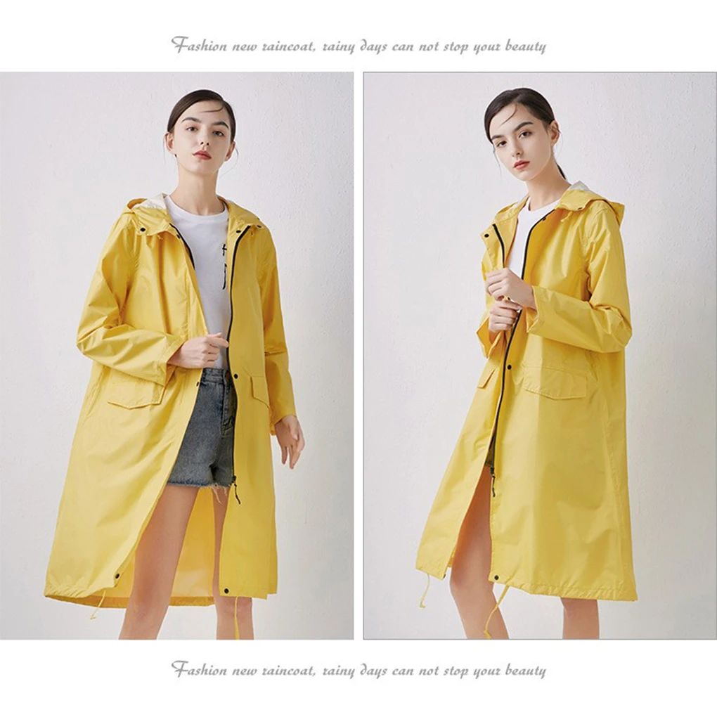

Long Raincoat Breathable Waterproof Rain Jacket Fashion Rainwear Camping