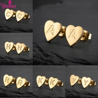 small heart a z initial earrings women stainless steel 26 alphabet letter stud earrings for children everyday jewelry pendientes