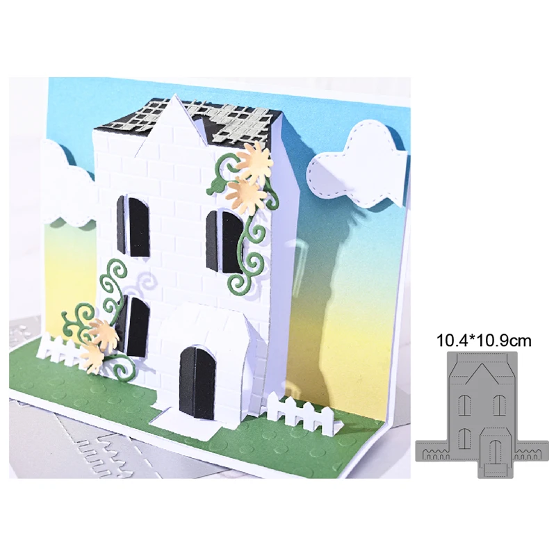 

Carft Dies Castle House Christmas Building Tree Metal Cutting Dies Stencils For DIY Scrapbooking Card Paper Decor Embossing Cut