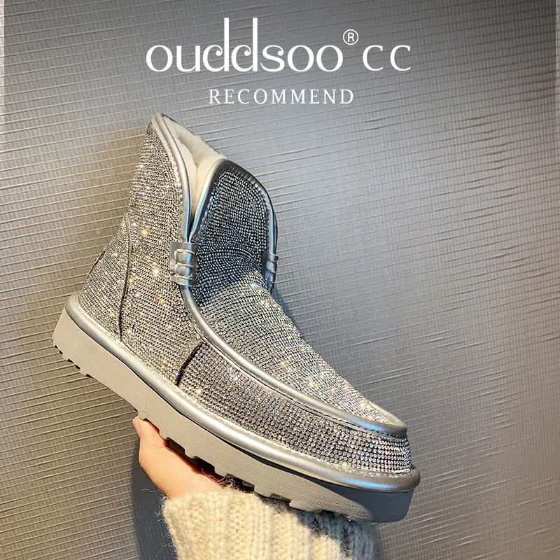 Ods зимние теплые женские ботинки толстые плюшевые удобные уличные ботильоны