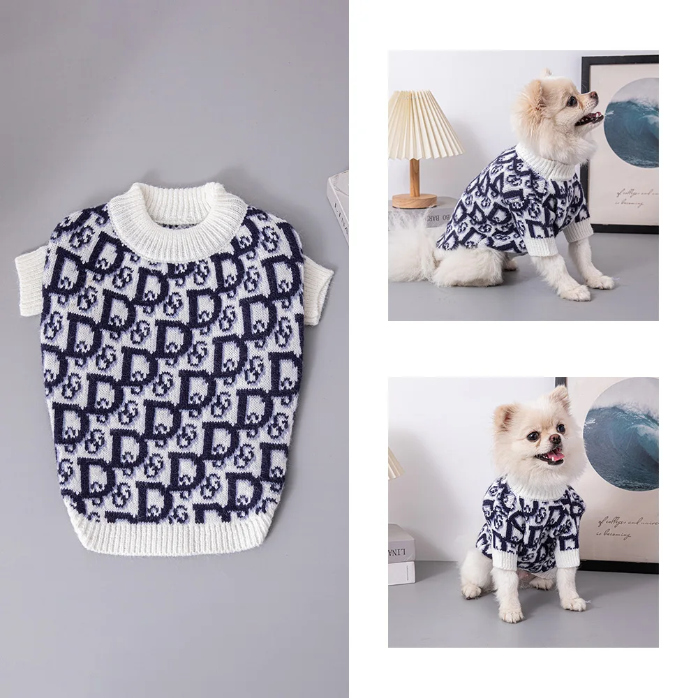 

Pet Clothes Luxury Brand Winter Outdoor Warm Thick Dog Sweater Corgi Chihuahua Small Dog Fashion Supplies
