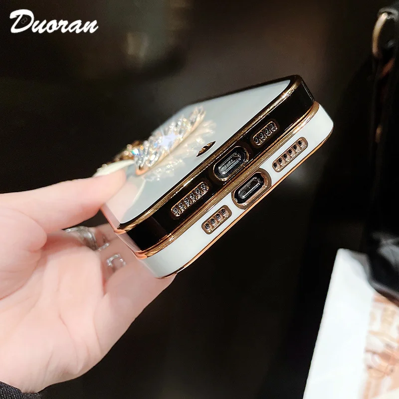 Прозрачный защитный чехол Swan diamond для моделей 11 12 13 Pro max mini XS XR x 6 6S 7 8 plus Se 2020 -