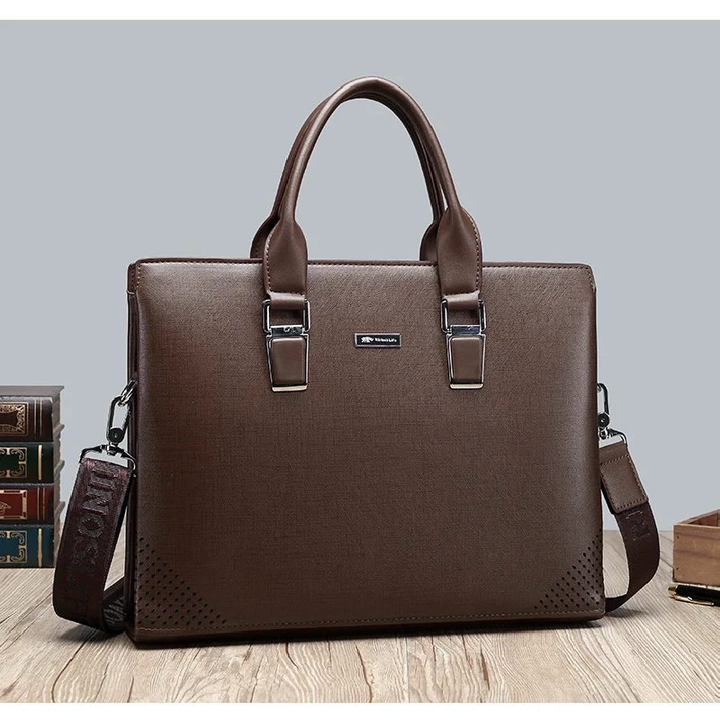 Luxury Genuine Leather Men's Briefcase Business Shoulder Messenger Bag Retro Large Capacity Handbag Office Laptop Bag For Male