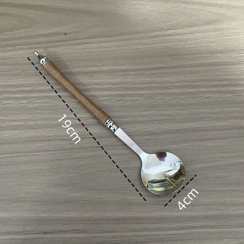 

MOONBIFFY Десертная ложка из нержавеющей стали с ручкой из груши