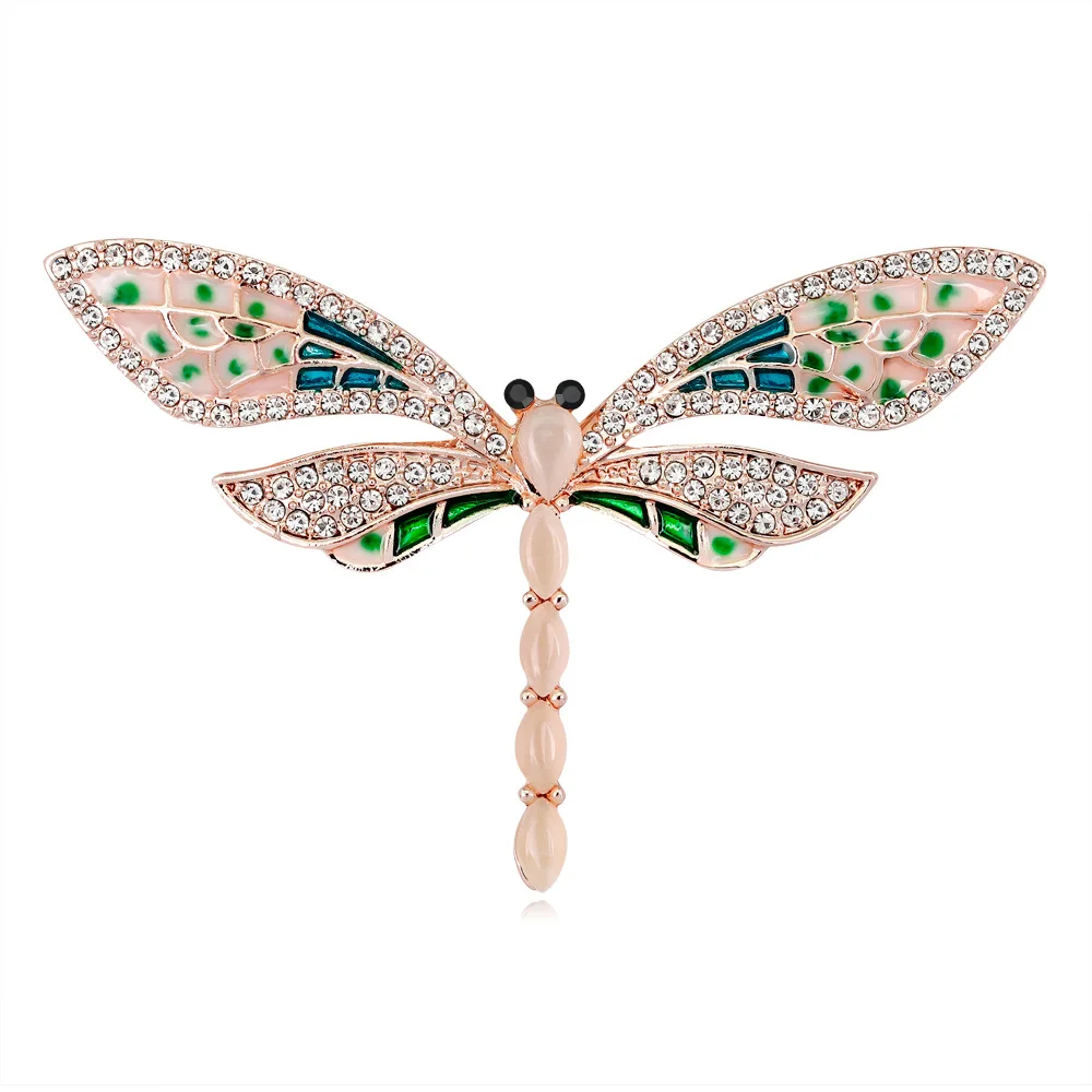 

TULX Rhinestone Crystal Dragonfly Brooch Enamel Insect Brooches For Women Pins Wedding Jewelry Accessories