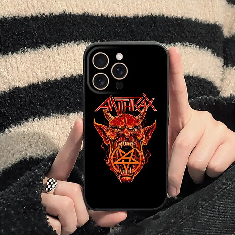 Модный чехол для телефона с крутым логотипом Anthrax для iPhone 17, 16, 15, 14, 13, 12 Plus, Mini, Pro, Max – Мягкий черный противоударный чехол (art.: 3920da14aa607) - 3920da14aa607