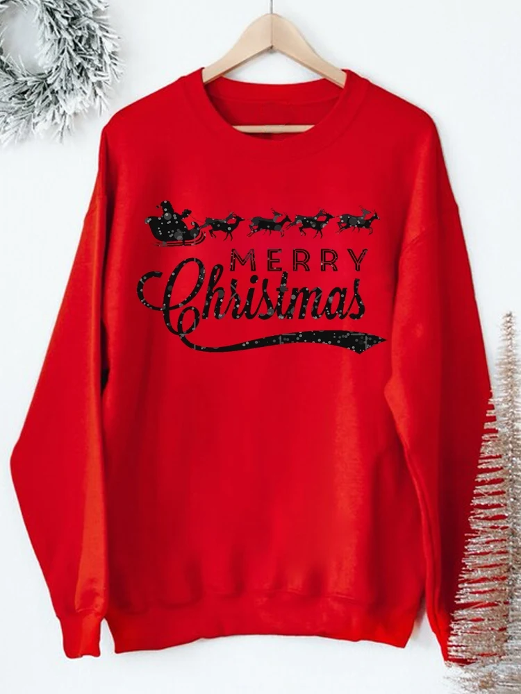 

Модные милые женские пуловеры с рисунком оленя, Санта-Клауса, Счастливого Рождества, одежда для дам, женские свитшоты с графическим рисунко...